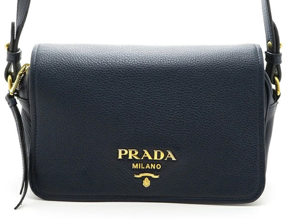 Prada Bag Hobo Navy Blue Embossed Leather